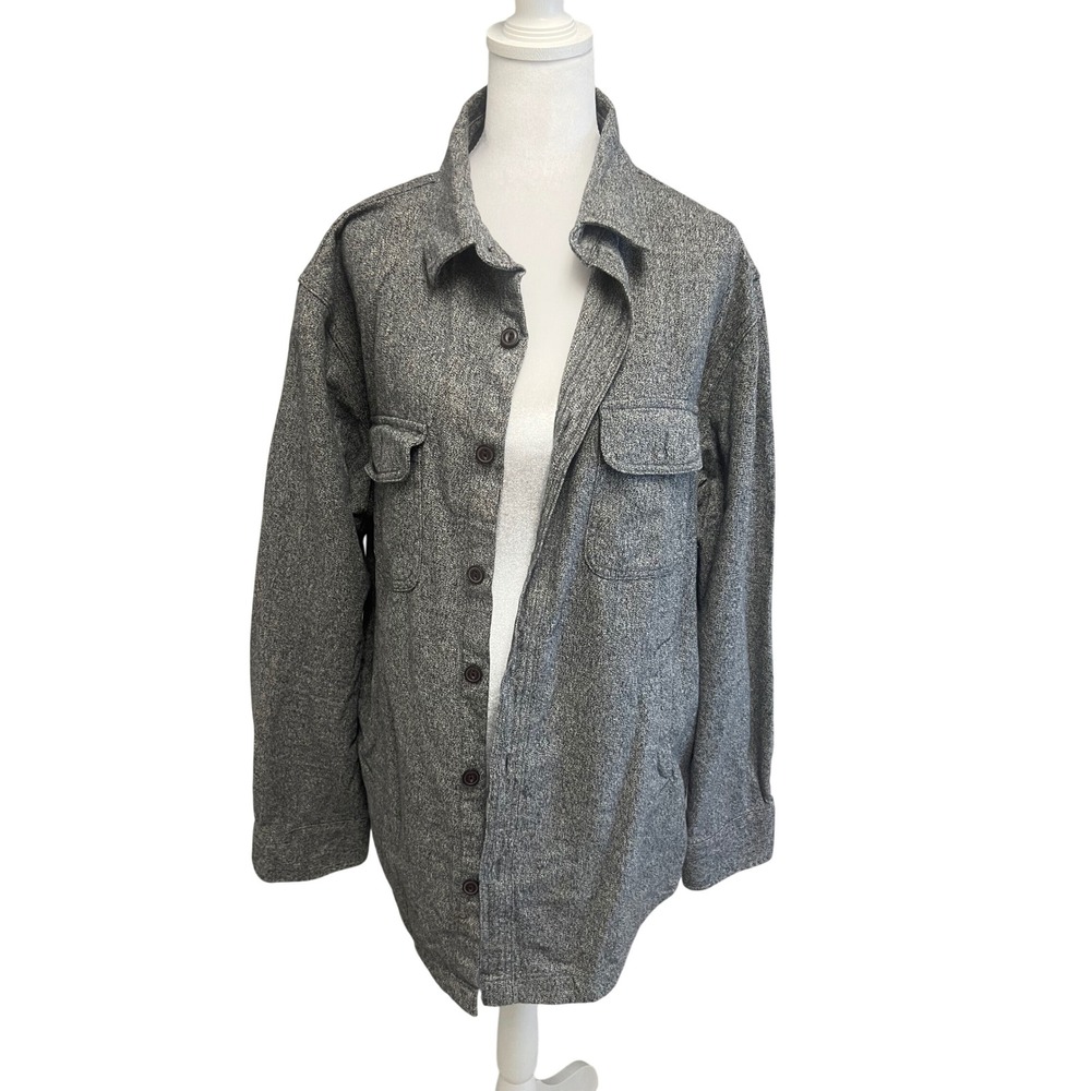 Grayers Shirt Jacket Mens L Gray Cotton Flannel Heavyweight Sz L Gorpcore Rugged